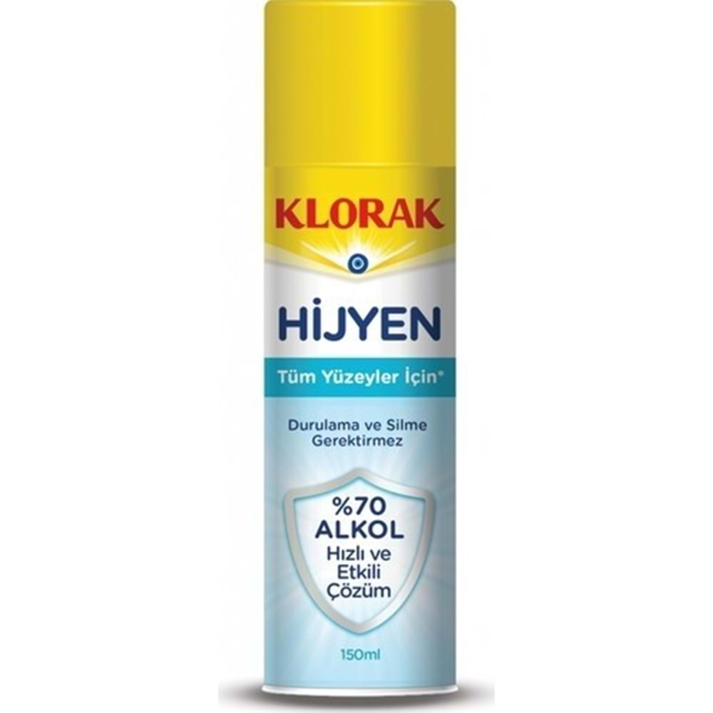 KLORAK HİJYEN YÜZEY TEM. SPREY 150ML x 12Lİ