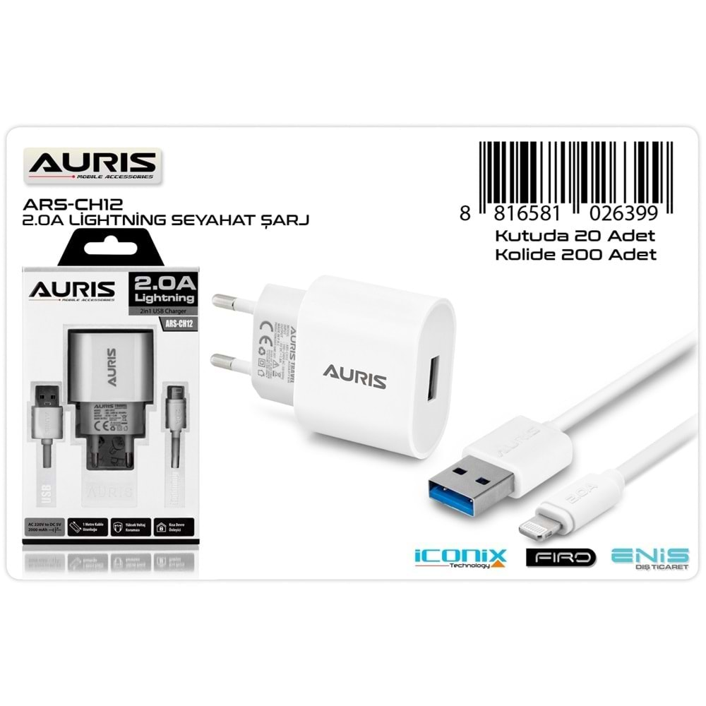 ARS CH12 IPHONE ŞARJ ALETİ USB 2.1A