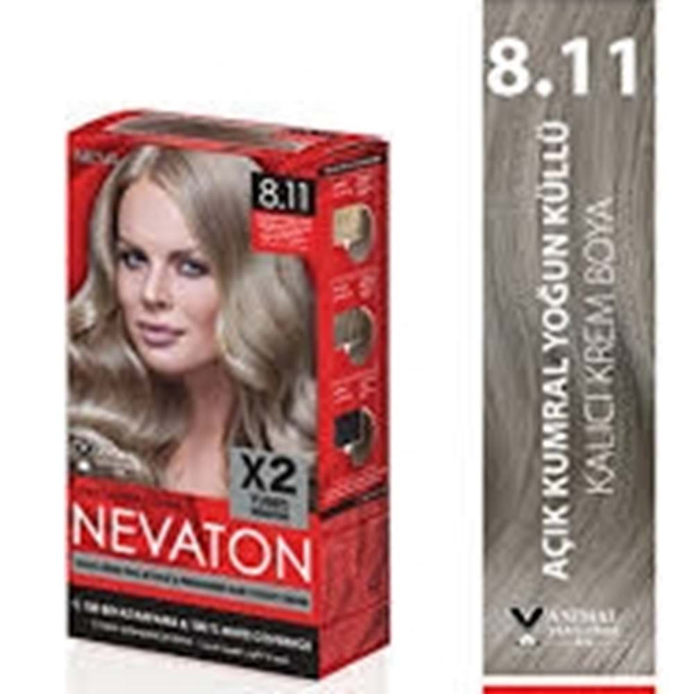 NEVATON SAÇ BOYA 8,11 AÇIK KUMRAL YOĞ.KÜL.
