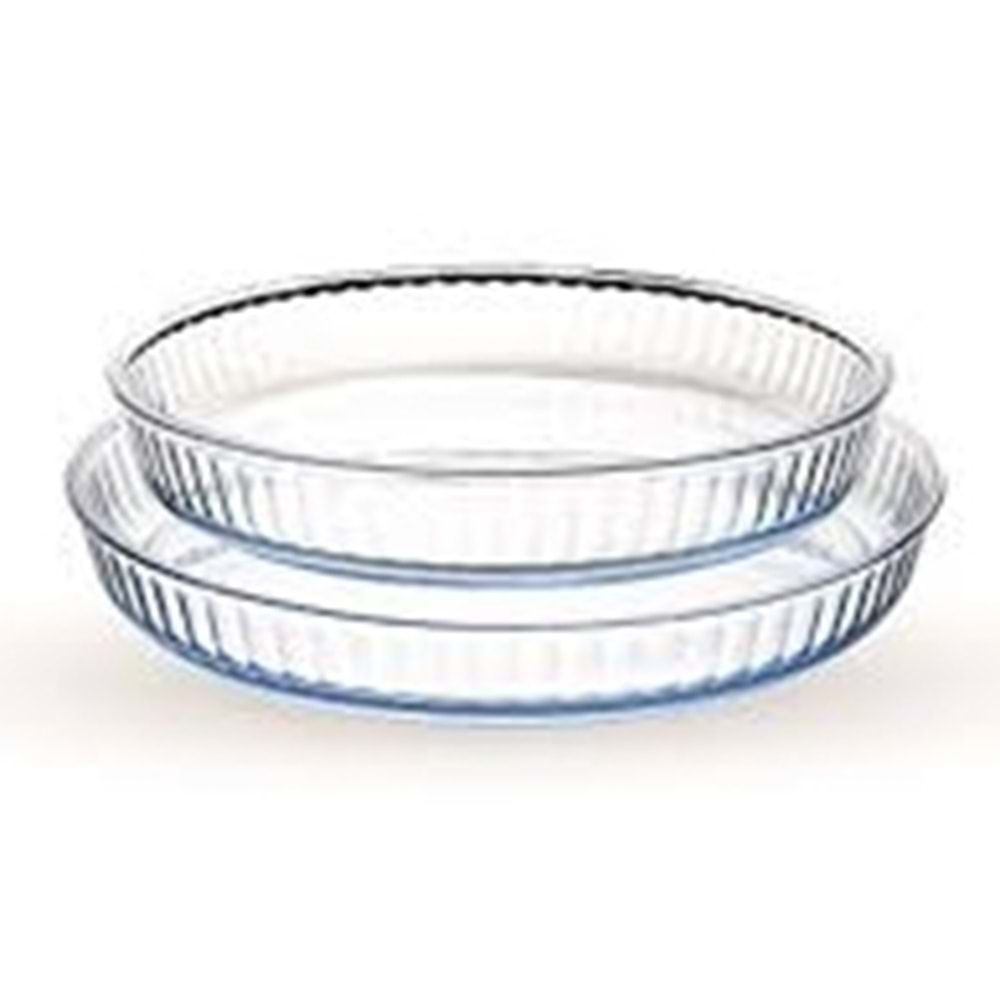 BORART ANTRASİT OPTİKLİ YUVARLAK TEPSİ İKİLİ 145022*4