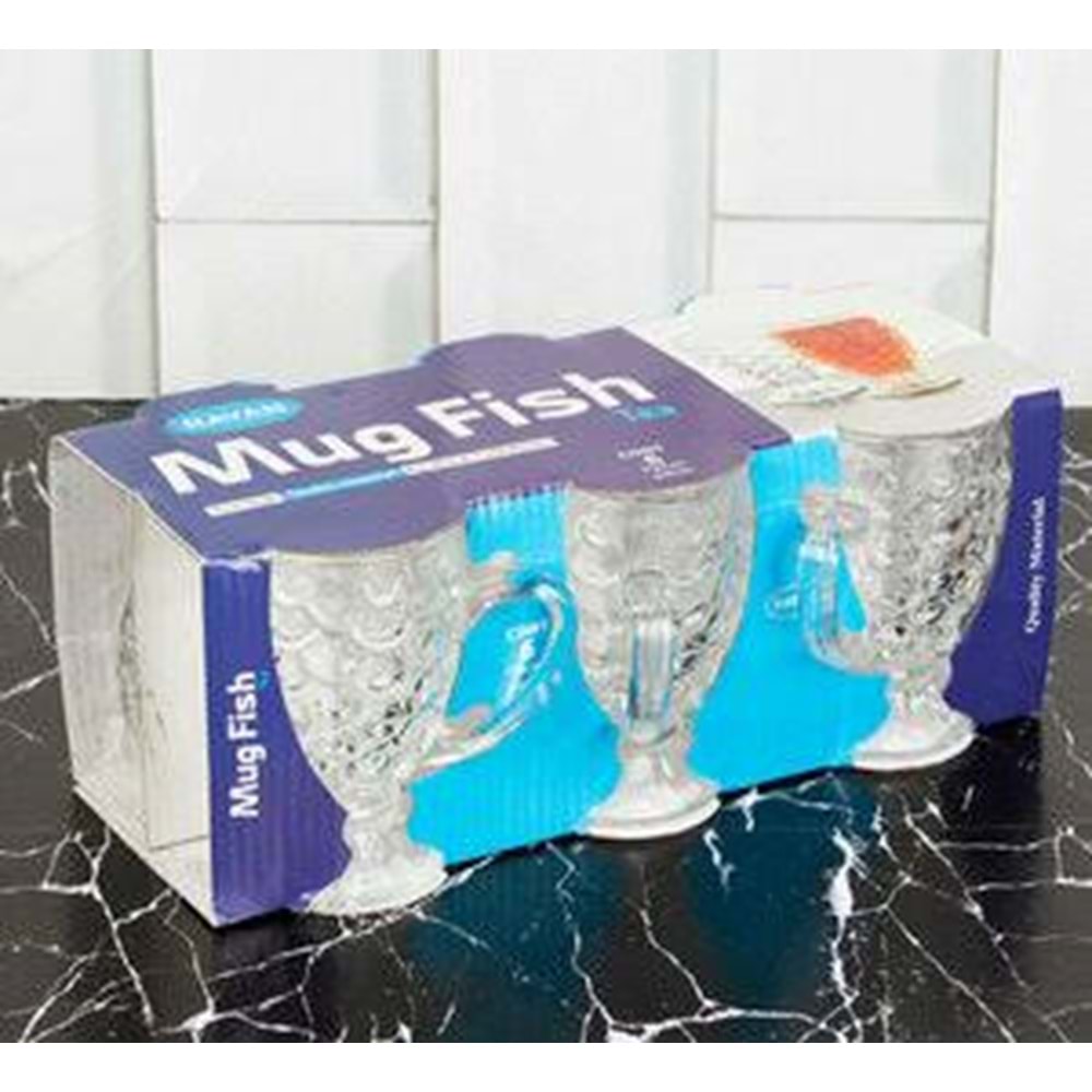 RAYAN 6LI AYAKLI KULPLU BARDAK MUG FISH*8