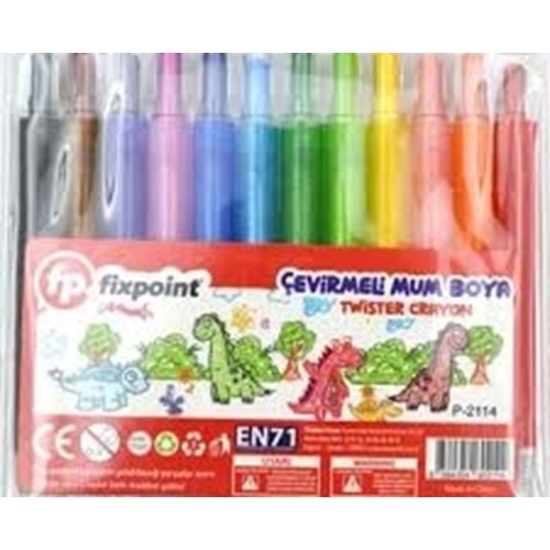 FİXPOİNT ÇEVİRMELİ MUM BOYA*12Lİ