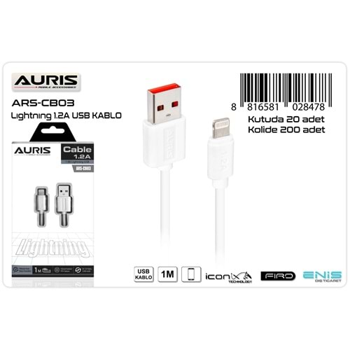 ARS CB03 IPHONE USB KABLO 2,4A