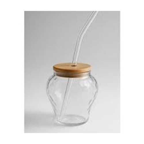 BAMBU KAPAK PİPETLİ BARDAK 400ML*48