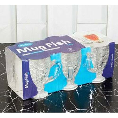 RAYAN 6LI AYAKLI KULPLU BARDAK MUG FISH*8