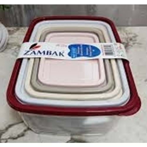 ZAMBAK 3LÜ SAKLAMA KABI DİKDÖRTGEN ZP-656*24LÜ