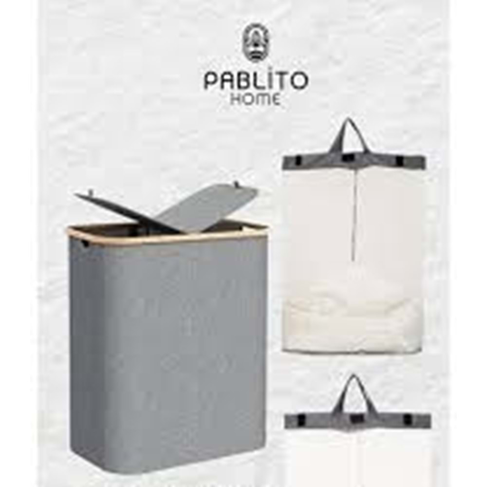 PABLİTO 2 BÖLMELİ KETEN ÇAMAŞIR SEPET PBT-716