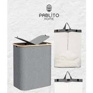 PABLİTO 2 BÖLMELİ KETEN ÇAMAŞIR SEPET PBT-716